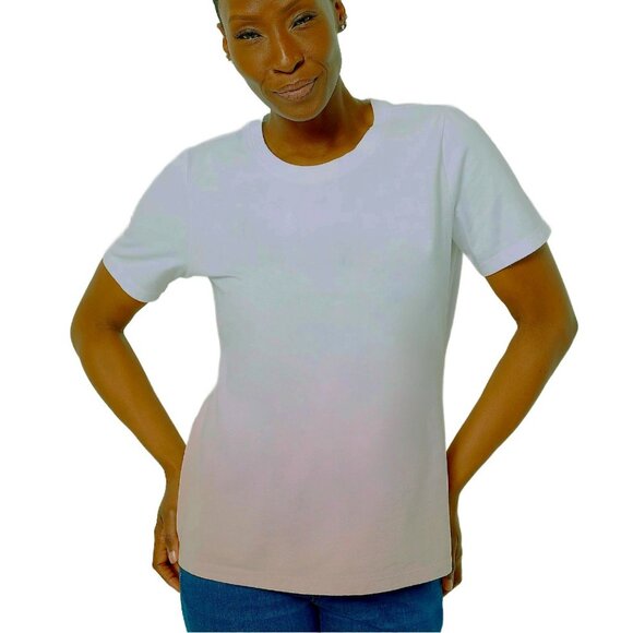 Denim&Co Tops - Denim & Co Dip Dye Perfect Jersey Round Neck Knit Top  13758